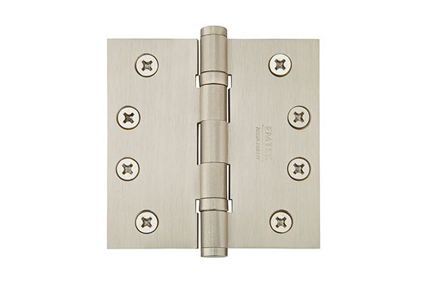 Emtek 94014US15 Pair of 4" x 4" Square Steel Heavy Duty Ball Bearing Hinges Satin Nickel Finish