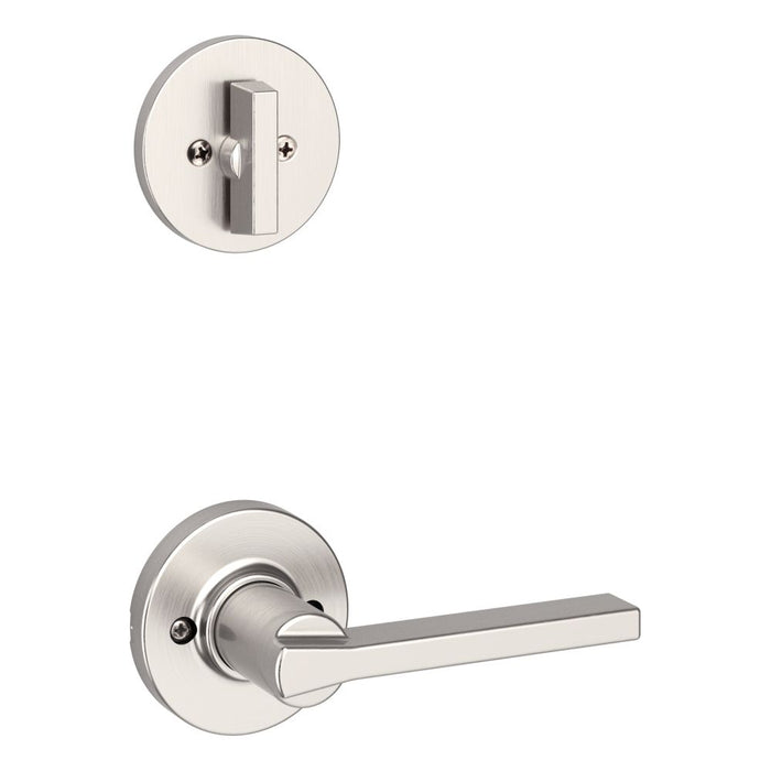 Kwikset 966CSLRDT-15.UNIV Casey Lever with Round Rose Interior Single Cylinder Handleset Trim for Both 800 and 687 Series HandlesetsSatin Nickel Finish