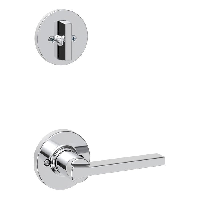 Kwikset 966CSLRDT-26.UNIV Casey Lever with Round Rose Interior Single Cylinder Handleset Trim for Both 800 and 687 Series HandlesetsBright Chrome Finish