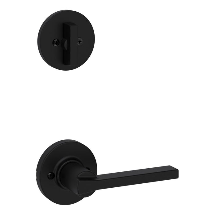 Kwikset 966CSLRDT-514.UNIV Casey Lever with Round Rose Interior Single Cylinder Handleset Trim for Both 800 and 687 Series HandlesetsMatte Black Finish