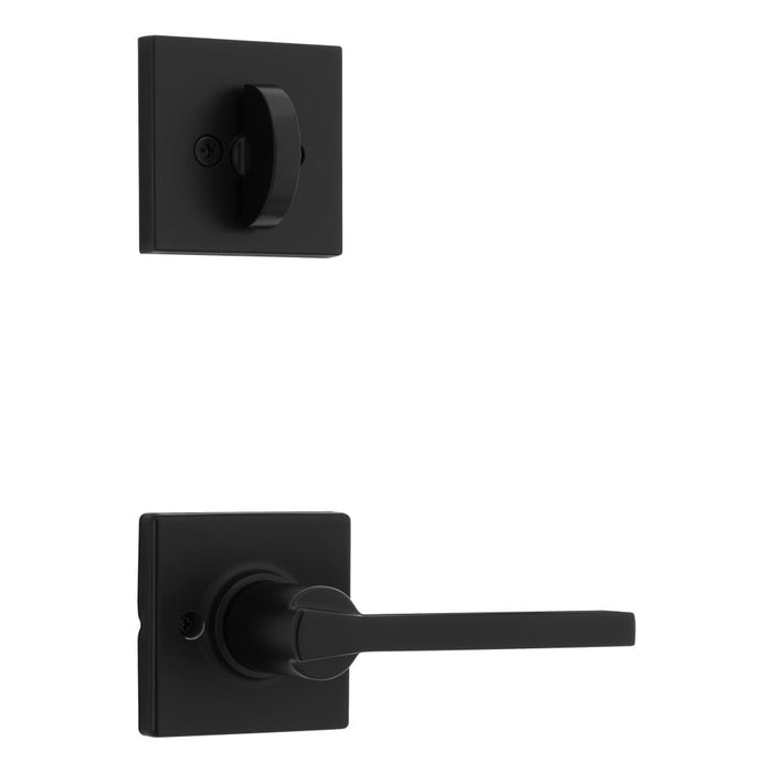 Kwikset 966CSLSQT-514.UNIV Casey Lever with Square Rose Interior Single Cylinder Handleset Trim for Both 800 and 687 Series HandlesetsMatte Black Finish