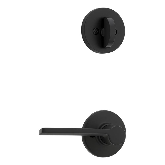 Kwikset 966LRLRDTRH-514.UNIV Right Hand Ladera Lever with Round Rose Interior Single Cylinder Handleset Trim with New Chassis Compatible with Both the 800 Series and 687 Series Handlesets Matte Black Finish