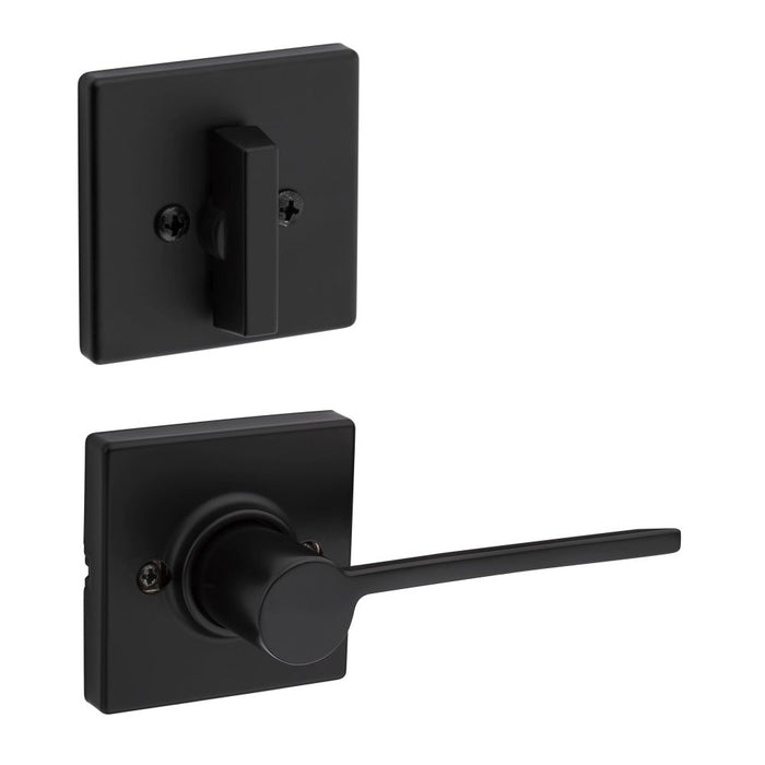 Kwikset 966LRLSQTLH-514.UNIV Left Hand Ladera Lever with Square Rose Interior Single Cylinder Handleset Trim Compatible with Both the 800 Series and 687 Series Handlesets Matte Black Finish