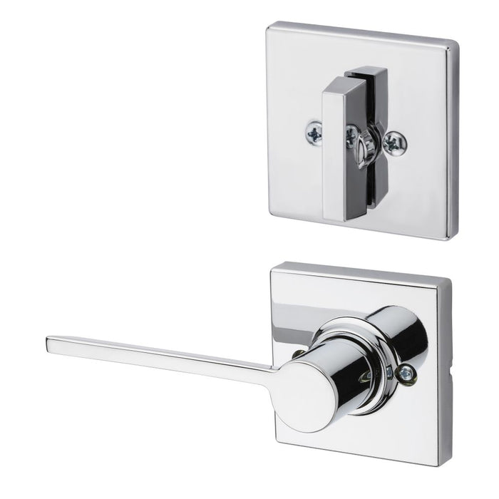 Kwikset 966LRLSQTRH-26.UNIV Right Hand Ladera Lever with Square Rose Interior Single Cylinder Handleset Trim for Both 800 and 687 Series HandlesetsBright Chrome Finish