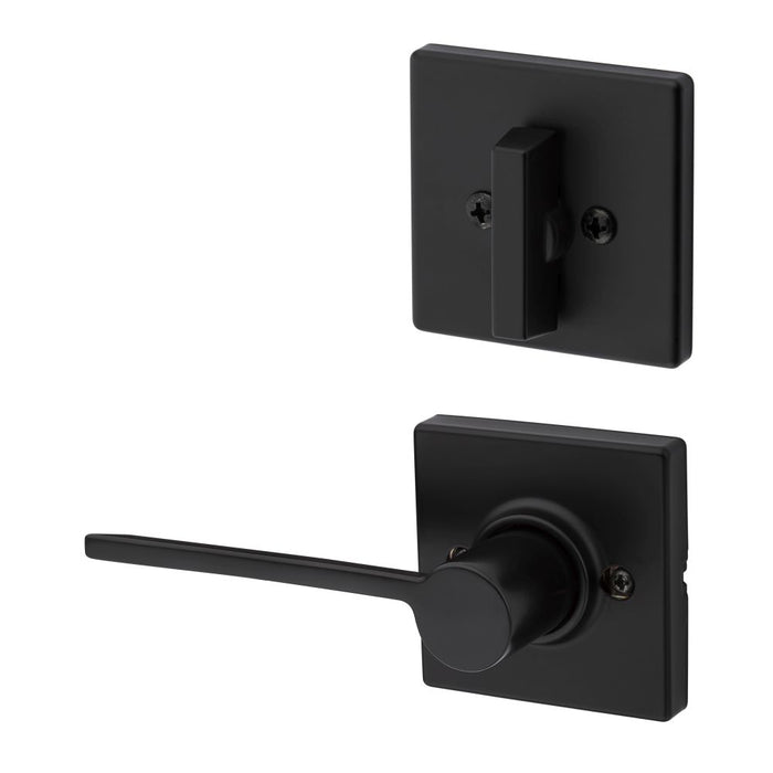 Kwikset 966LRLSQTRH-514.UNIV Right Hand Ladera Lever with Square Rose Interior Single Cylinder Handleset Trim for Both 800 and 687 Series HandlesetsMatte Black Finish