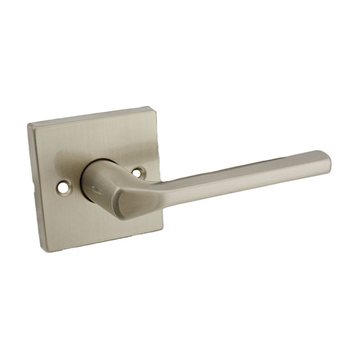 Kwikset 968LSLSQT-15V1 Lisbon Lever with Square Rose Interior Dummy Handleset Trim New Chassis Satin Nickel Finish