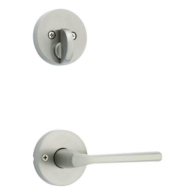 Kwikset 971LSLRDT-15V1 Single Cylinder Interior Lisbon Lever Trim with Round Rose New Chassis Satin Nickel Finish