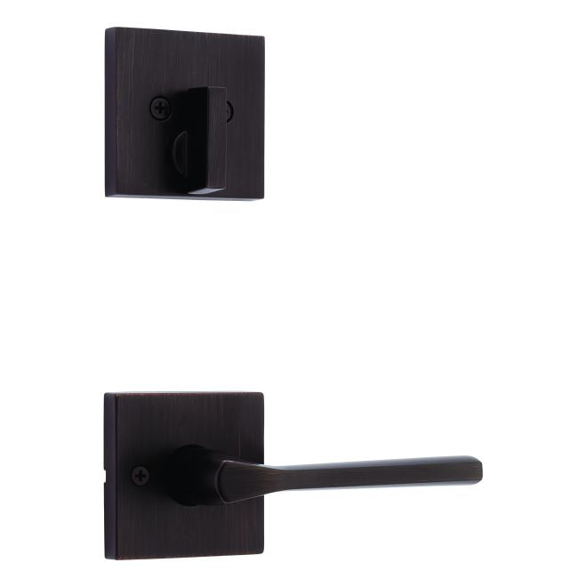 Kwikset 971LSLSQT-11PV1 Single Cylinder Interior Lisbon Lever Trim with Square Rose New Chassis Venetian Bronze Finish