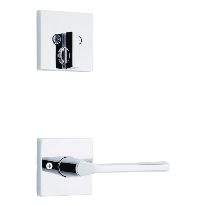 Kwikset 971LSLSQT-26V1 Single Cylinder Interior Lisbon Lever Trim with Square Rose New Chassis Bright Chrome Finish