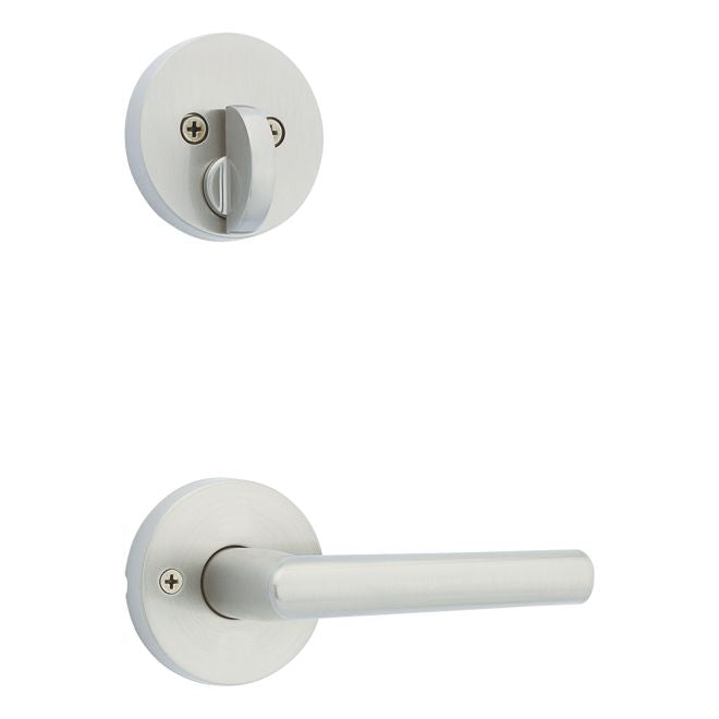 Kwikset 971MILRDT-15V1 Single Cylinder Interior Milan Lever Trim with Round Rose New Chassis Satin Nickel Finish