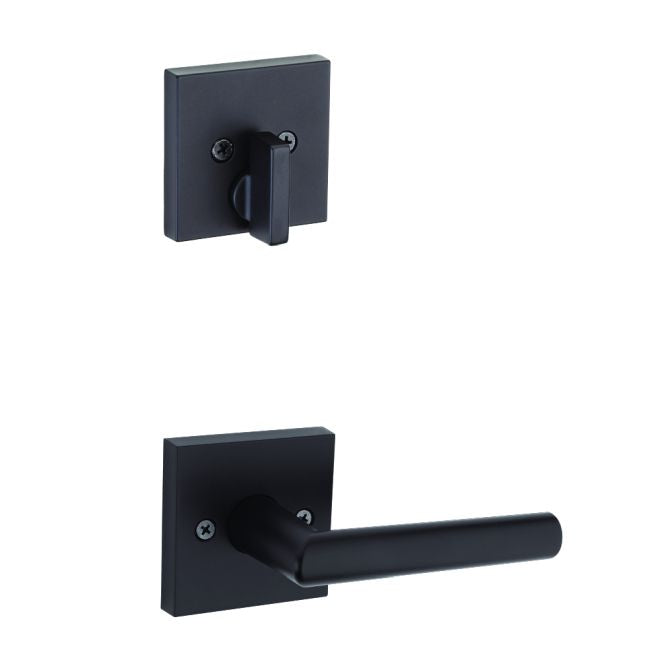 Kwikset 971MILSQT-514V1 Single Cylinder Interior Milan Lever Trim with Square Rose New Chassis Matte Black Finish