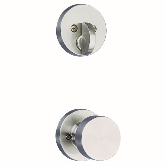 Kwikset 971PSKRDT-15 Single Cylinder Interior Pismo Knob Trim with Round Rose Satin Nickel Finish