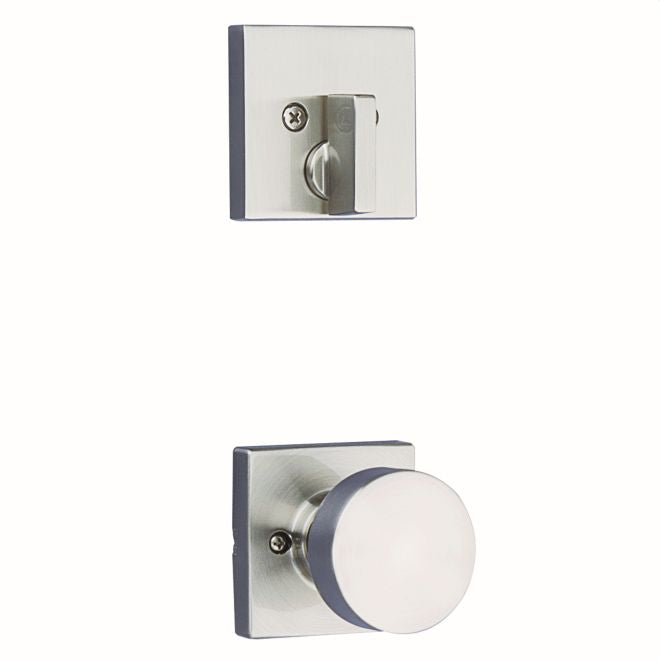 Kwikset 971PSKSQT-15 Single Cylinder Interior Pismo Knob Trim with Square Rose Satin Nickel Finish