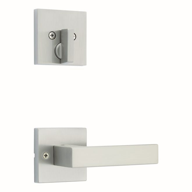 Kwikset 971SALSQT-15 Single Cylinder Interior Singapore Lever Trim with Square Rose Satin Nickel Finish