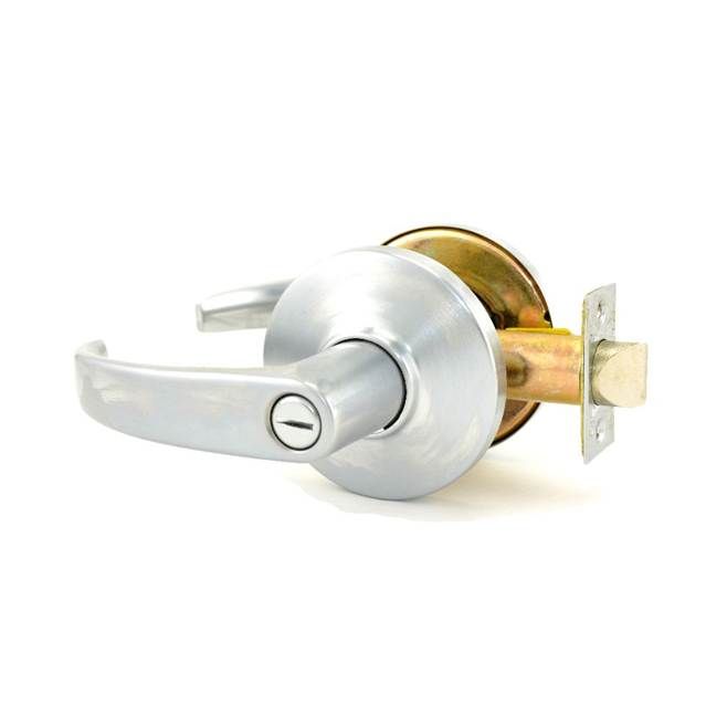 Best 9K30L14DS3626 9K Series 2-3/4" Backset Privacy 14 Lever and D Rose with ANSI Strike Satin Chrome Finish