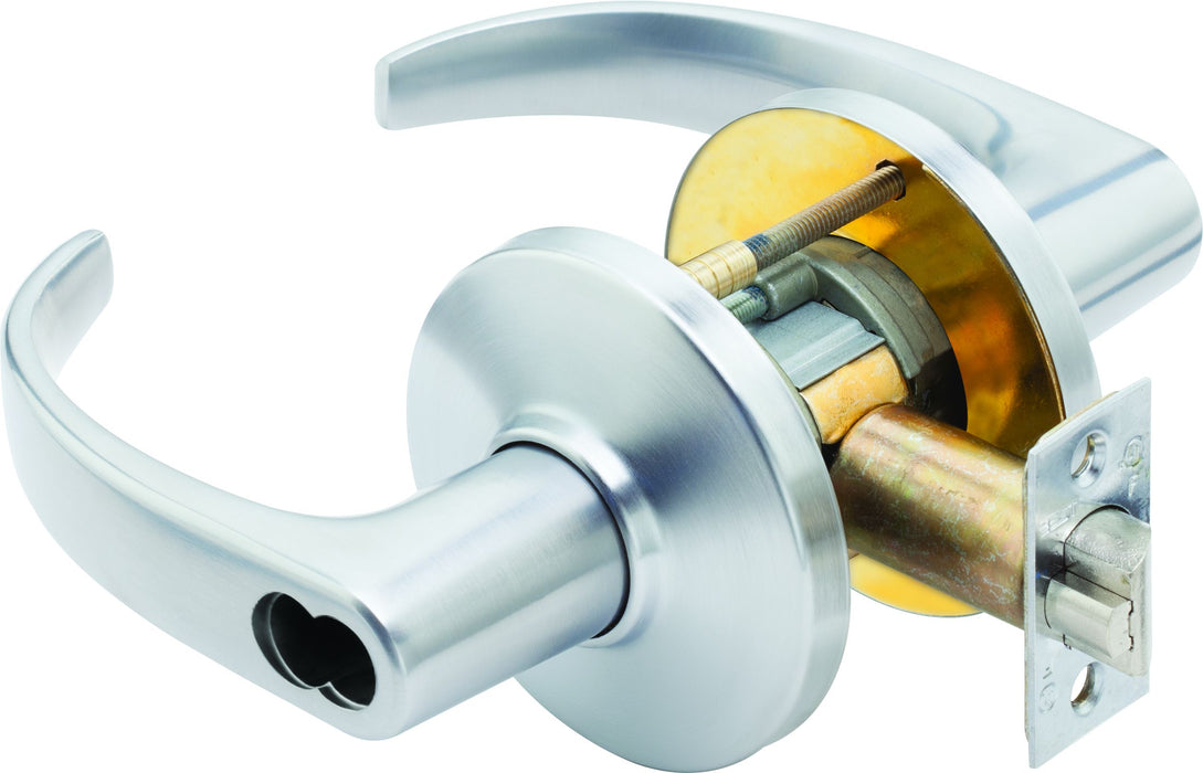 Best 9K37AB14CS3626 9K Series 2-3/4" Backset 7 Pin Entry 14 Lever and C Rose with ANSI Strike Less Core Satin Chrome Finish