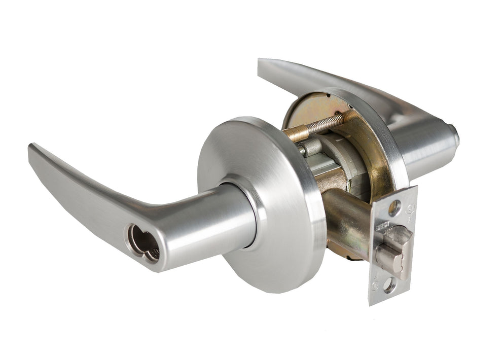 Best 9K37D16DS3626 9K Series 2-3/4" Backset 7 Pin Storeroom 16 Lever and D Rose with ANSI Strike Less Core Satin Chrome Finish