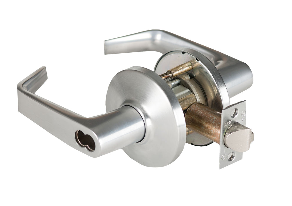 Best 9K37W15DSTK626 9K Series 2-3/4" Backset 7 Pin Institutional 15 Lever and D Rose with Standard Strike Less Core Satin Chrome Finish