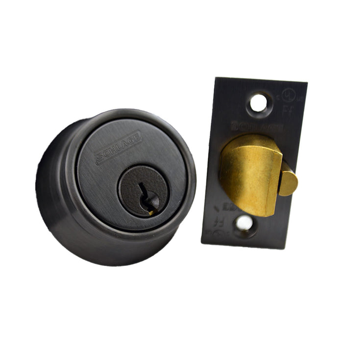 Schlage Commercial B250P613 Single Cylinder 6 Pin Deadlatch Deadbolt C Keyway with 12103 Latch 10001 Strike Oil Rubbed Bronze Finish