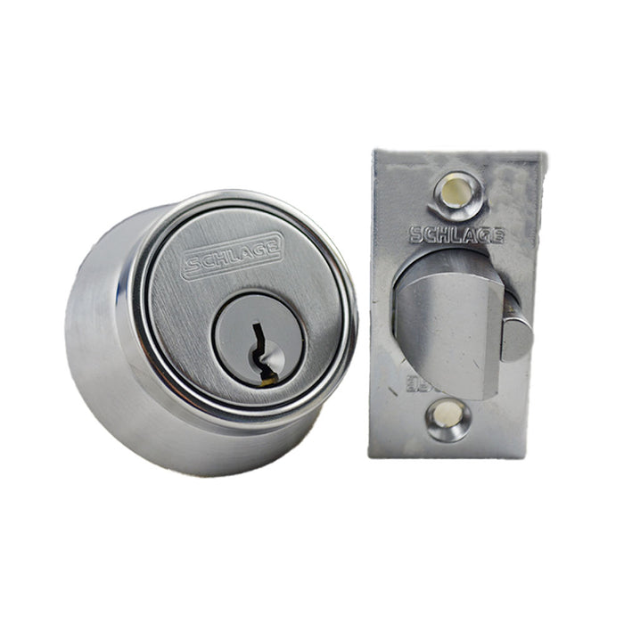 Schlage Commercial B250P626 Single Cylinder 6 Pin Deadlatch Deadbolt C Keyway with 12103 Latch 10001 Strike Satin Chrome Finish