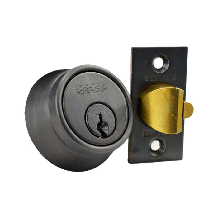 Schlage Commercial B252P613 Double Cylinder 6 Pin Deadlatch Deadbolt C Keyway with 12103 Latch 10001 Strike Oil Rubbed Bronze Finish