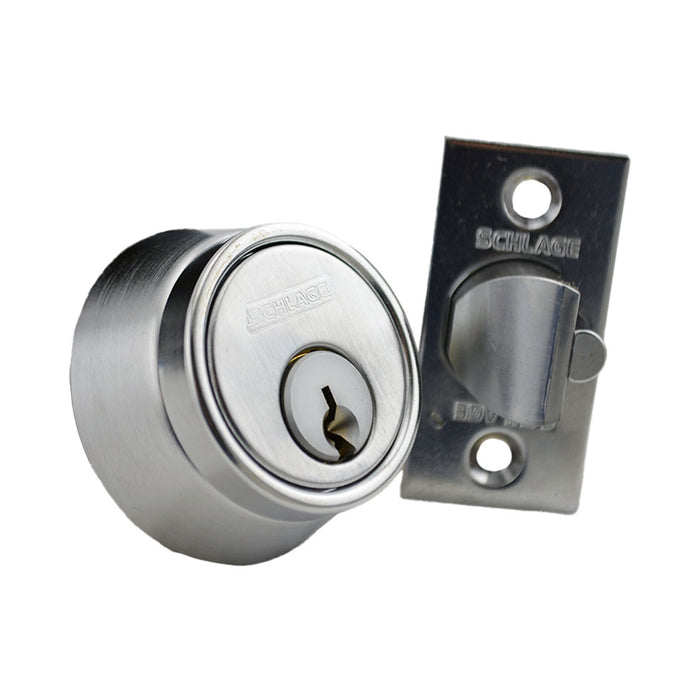 Schlage Commercial B252P626 Double Cylinder 6 Pin Deadlatch Deadbolt C Keyway with 12103 Latch 10001 Strike Satin Chrome Finish