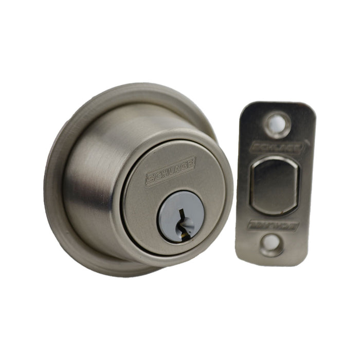 Schlage Commercial B561P619 Grade 2 Cylinder by Blank Plate Deadbolt with C Keyway with 12287 Latch and 10094 Strike Satin Nickel Finish