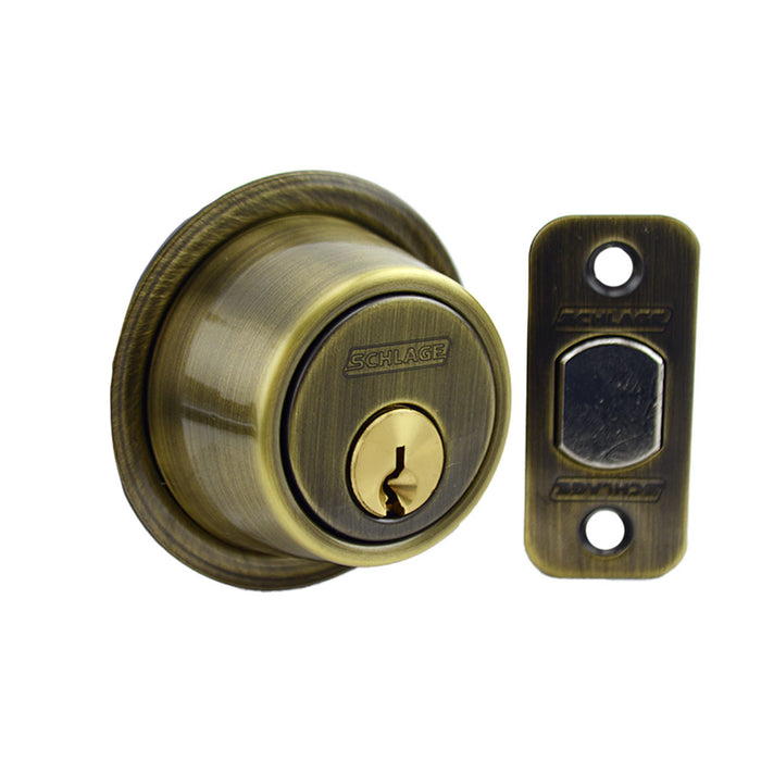 Schlage Commercial B562P609 Grade 2 Double Cylinder Deadbolt with C Keyway with 12287 Latch and 10094 Strike Antique Brass Finish