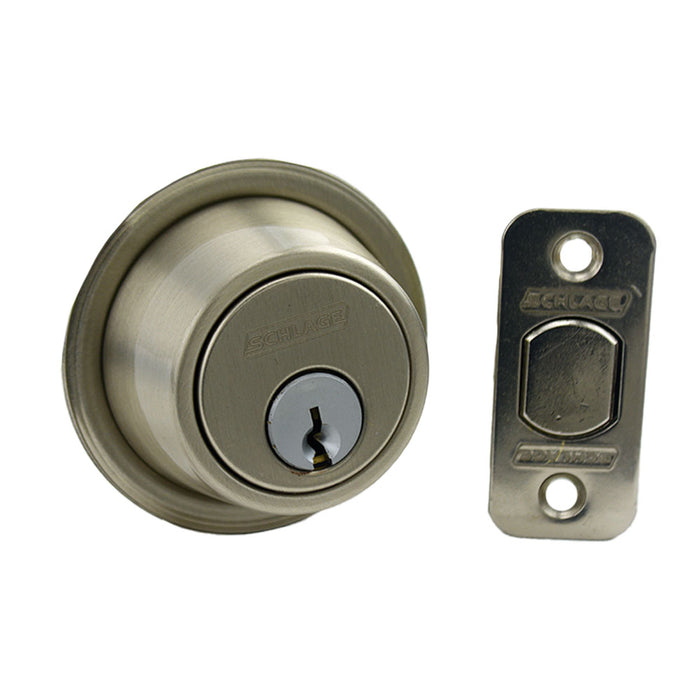 Schlage Commercial B562P619 Grade 2 Double Cylinder Deadbolt with C Keyway with 12287 Latch and 10094 Strike Satin Nickel Finish