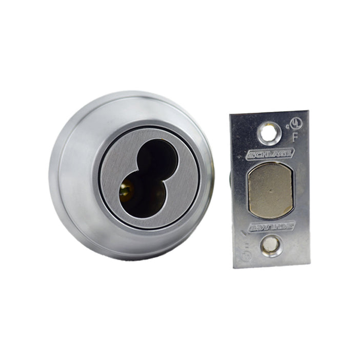 Schlage Commercial B661J626 Grade 1 Cylinder by Blank Plate Deadbolt Less Large Format Interchangeable Core with 12296 Latch and 10094 Strike Satin Chrome Finish