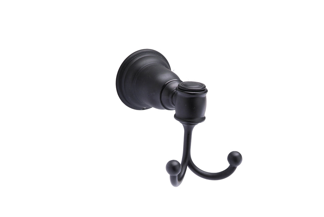 Pamex BC10BL22 Charleston Collection Double Robe Hook Matte Black Finish