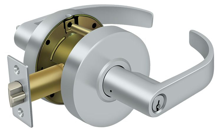 Deltana CL604EVC-26D Commercial Store Room Standard Grade 2 Curved Lever with Cylinder Lockset Satin Chrome Finish