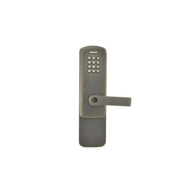 Schlage Electronic CO100993R70KPRHO643E Standalone Keypad Programmable Electronic Lock Rim Exit Trim Classroom / Storeroom Keypad Rhodes Lever with C Keyway Aged Bronze Finish