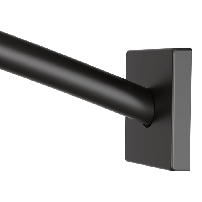 Moen CSR2168BL Curved 8' Shower Rod with Pivot Flange Matte Black Finish