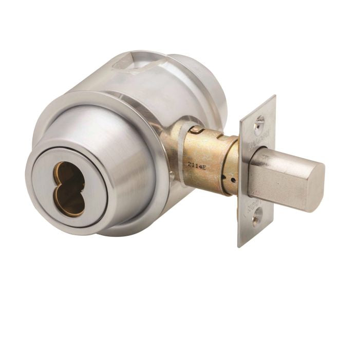 Falcon D141B626 D100 Series Small Format Single Cylinder Deadbolt 30256 Latch 10094 Strike Satin Chrome Finish