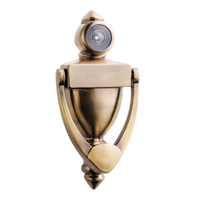 Pamex DD01K180AB 5-1/2" High Door Knocker with 180 Degree Viewer Antique Brass Finish