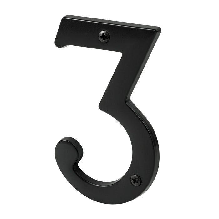 Pamex DD074S3BL 4" Heavy Duty House Number # 3 Matte Black Finish