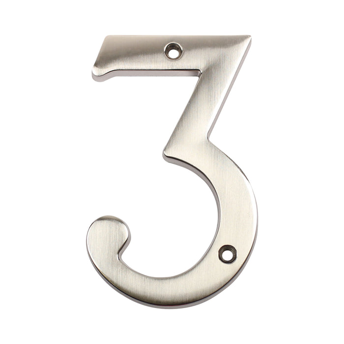 Pamex DD074S3SN 4" Heavy Duty House Number # 3 Satin Nickel Finish