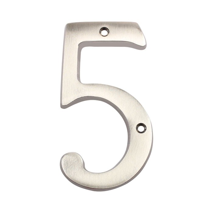 Pamex DD074S5SN 4" Heavy Duty House Number # 5 Satin Nickel Finish