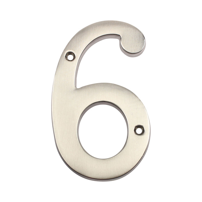 Pamex DD074S6SN 4" Heavy Duty House Number # 6 Satin Nickel Finish