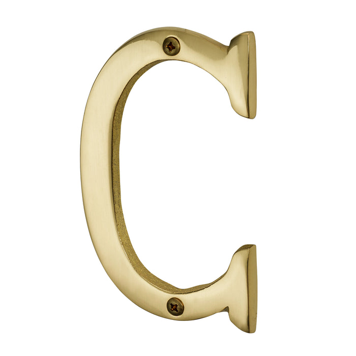 Pamex DD074SCPB 4" Heavy Duty House Letter C Bright Brass Finish