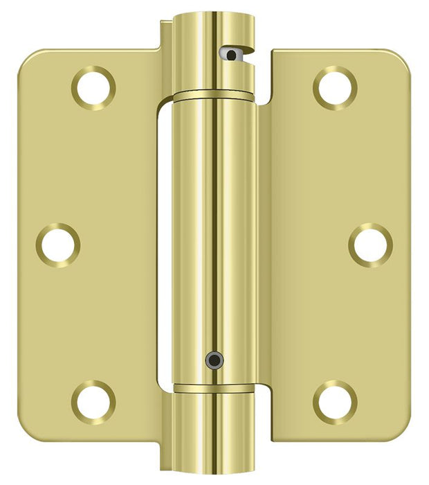 Deltana DSH35R43 3-1/2" x 3-1/2" x 1/4" Spring Hinge; Bright Brass Finish