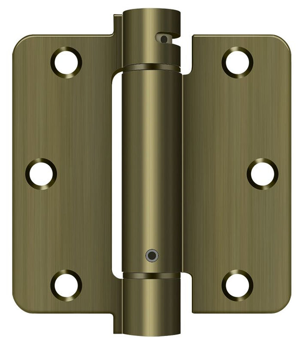 Deltana DSH35R45 3-1/2" x 3-1/2" x 1/4" Spring Hinge; Antique Brass Finish