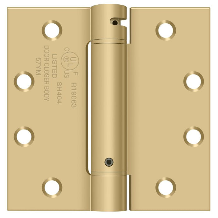 Deltana DSH45U4 4-1/2" x 4-1/2" Spring Hinge; Satin Brass Finish