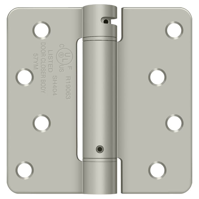 Deltana DSH4R415 4" x 4" x 1/4" Spring Hinge; Satin Nickel Finish