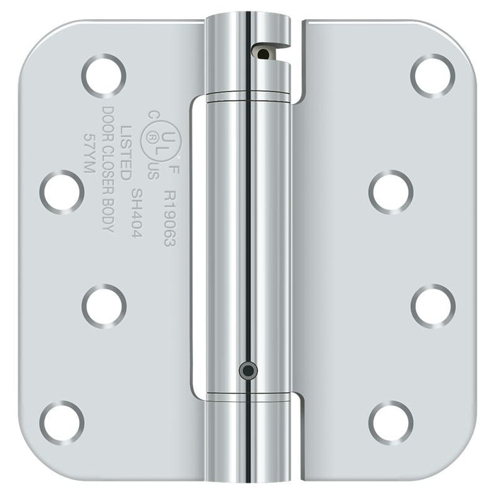 Deltana DSH4R526 4" x 4" 5/8" Radius Spring Hinge; Bright Chrome Finish