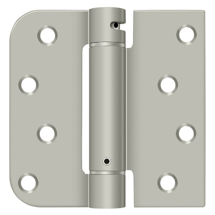 Deltana DSH4SR515-LH Left Hand 4" x 4" 5/8" Radius by Square Spring Hinge; Satin Nickel Finish