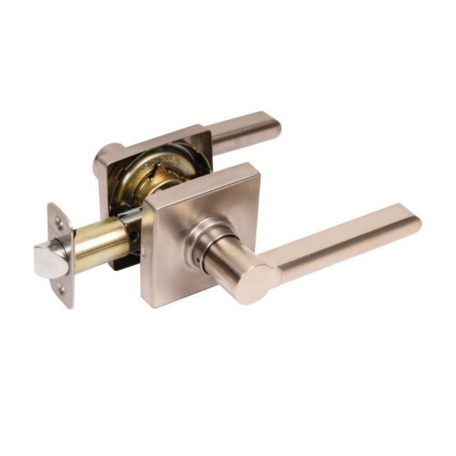 Pamex FLSP03C Onyx Lever with Square Rose Passage Lockset Grade 3 Satin Nickel Finish