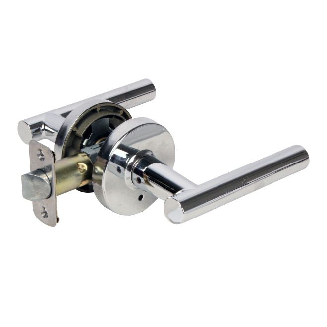 Pamex FLT208C Mira Lever with Round Rose Privacy Lockset Grade 3 Bright Chrome Finish