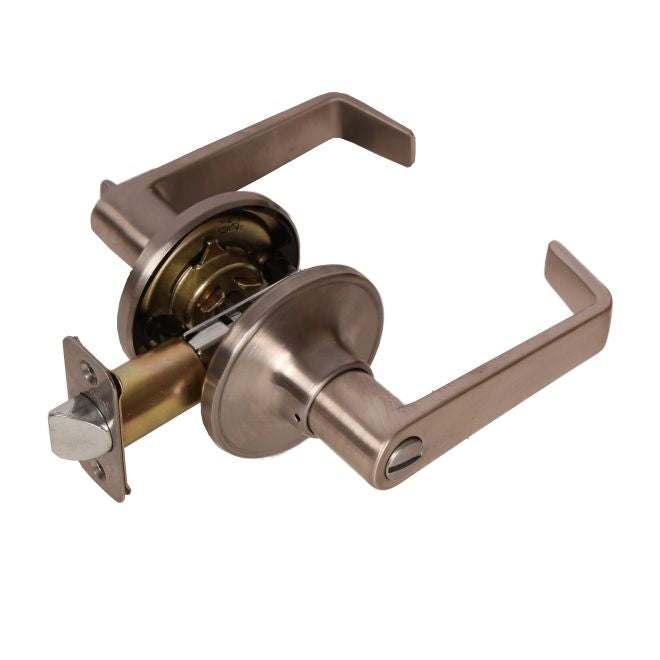 Pamex FLU601 Calypso Lever with Round Rose Privacy Lockset Grade 3 Satin Nickel Finish